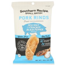 SOUTHERN RECIPE SMALL BATCH: Pork Rinds Sea Salt Cracked Black Pepper, 4 oz