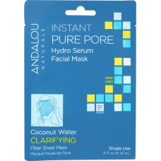 ANDALOU NATURALS: Instant Pure Pore Hydro Serum Facial Sheet Mask, 0.6 fo