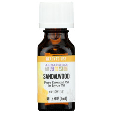AURA CACIA: Sandalwood In Jojoba Oil, 0.5 oz