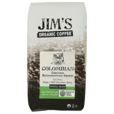 JIMS ORGANIC COFFEE: Colombian Whole Bean Coffee, 10 oz