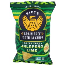 SIETE: Jalapeno Lime Grain Free Tortilla Chips, 4 oz