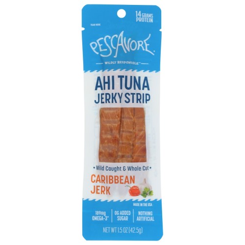 PESCAVORE Caribbean Jerk Jerky Strip, 1.5 oz