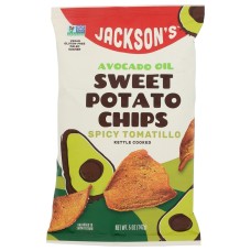 JACKSONS CHIPS: Spicy Tomatillo Sweet Potato Chips with Avocado Oil, 5 oz