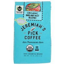 JEREMIAHS PICK COFFEE: Breakfast Blend Organic Ground Coffee, 10 oz