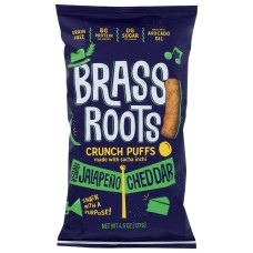 BRASS ROOTS: Grain Free Crunch Puffs Jalapeno Cheddar, 4.5 oz