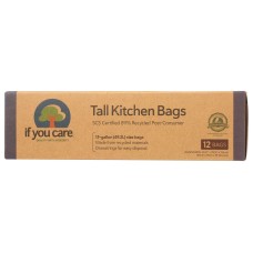 IF YOU CARE: 13 Gallon Compostable Tall Kitchen Bags, 12 bg