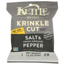 KETTLE FOODS: Krinkle Cut Salt and Fresh Ground Pepper Potato Chips, 1.5 oz