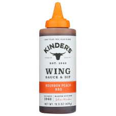 KINDERS: Bourbon Peach BBQ Wing Sauce and Dip, 15.5 oz KINDERS: Bourbon Peach BBQ Wing Sauce and Dip, 15.5 oz