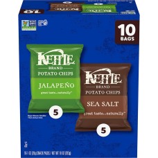 KETTLE FOODS: Variety Pack of Sea Salt and Jalapeno Potato Chips 10 Count, 10 OZ