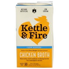 KETTLE AND FIRE: Chicken Low Sodium Cooking Broth, 32 oz