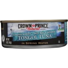 CROWN PRINCE NATURAL: Tongol Tuna in Spring Water No Salt Added, 5 oz