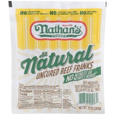 NATHAN'S FAMOUS: All Natural Uncured Beef Franks, 10 oz