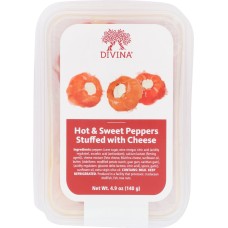 DIVINA: Hot and Sweet Peppers Stuffed with Cheese, 4.90 oz