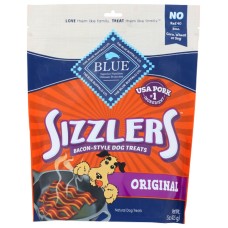 BLUE BUFFALO: Sizzlers Original Bacon-Style Dog Treats, 15 oz