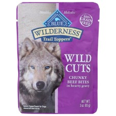 BLUE BUFFALO: Wilderness Wild Cuts Trail Toppers Adult Dog Food Chunky Beef Bites in Hearty Gravy, 3 oz