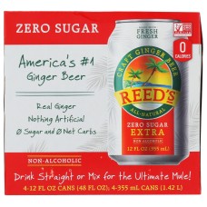 REEDS: Soda Ginger Extra Zero, 48 fo