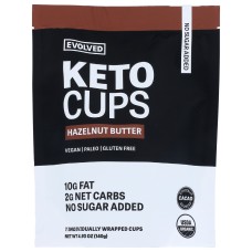 EVOLVED CHOCOLATE: Hazelnut Butter Keto Cups, 4.93 oz