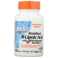 DOCTORS BEST: Stabilized R Lipoic Acid with BioEnhanced Na RALA 100Mg, 60 vc