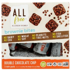 ALLFREE: Double Chocolate Chip Brownie Bites 5 Packs, 8.5 oz