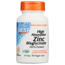 DOCTORS BEST: High Absorption Zinc Bisglycinate 50Mg, 90 vc