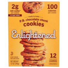 ENLIGHTENED: Peanut Butter Chocolate Chunk Ready To Bake Cookies, 12 oz