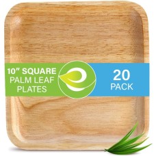 ECO SOUL: 10â Square Palm Leaf Plates, 20 ct