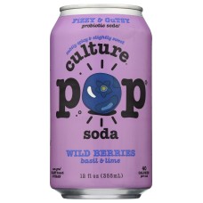 CULTURE POP: Wild Berries Basil & Lime Probiotic Soda, 12 fo