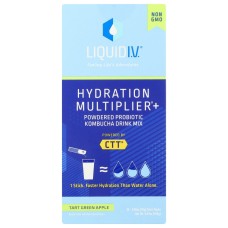 LIQUID IV: Tart Green Apple Hydration Multiplier Plus Probiotic Kombucha 10 Count Box, 5.64 OZ