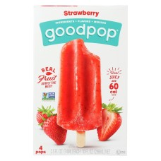 GOODPOP: Strawberry Frozen 4 Pops, 10 oz