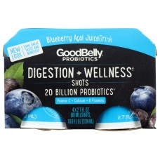 GOOD BELLY: Plus Shot Blueberry Acai 4 Per Pack, 10.8 fo