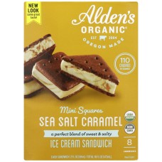 ALDEN'S ORGANIC: Mini Squares Organic Ice Cream Sandwich Square Salted Caramel, 16 oz