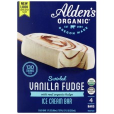ALDENS ORGANIC: Swirled Vanilla Fudge Ice Cream Bar, 12 oz