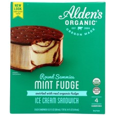 ALDENS ORGANIC: Organic Ice Cream Sandwiches Mint Fudge, 14 oz
