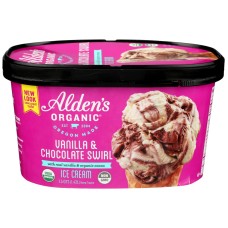 ALDENS ORGANIC: Organic Vanilla Chocolate Ice Cream Swirl, 48 oz