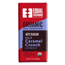 EQUAL EXCHANGE: Organic Milk Chocolate Caramel Crunch With Sea Salt 43% Cacao, 2.8 oz