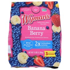 WYMANS: Fresh Frozen Wild Blueberries Strawberries & Banana Slices, 3 lb