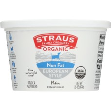 STRAUS: Organic Nonfat Plain European Style Yogurt, 16 oz