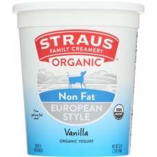 STRAUS: Organic Nonfat Vanilla European Style Yogurt, 32 oz