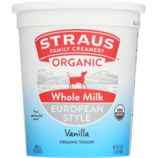 STRAUS: Organic Whole Vanilla European Style Yogurt, 32 oz