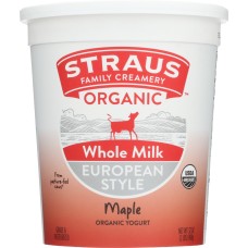STRAUS: Organic Whole Milk Maple European Style Yogurt, 32 oz