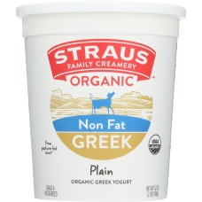 STRAUS: Organic Nonfat Greek Plain Yogurt, 32 oz