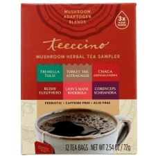 TEECCINO: Mushroom Adaptogen Herbal Tea Sampler Box, 12 bg