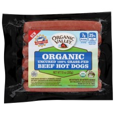 ORGANIC PRAIRIE: Organic Uncured Grass Fed Beef Hotdog, 10 oz