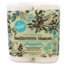 NATURAL VALUE: Recycled Bathroom Tissue 2-Ply Sheets 4 Rolls, 1 pack