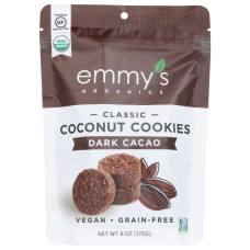 EMMYS ORGANICS: Coconut Cookies Dark Cacao, 6 oz