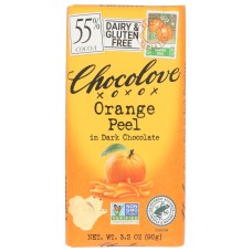 CHOCOLOVE: Orange Peel In Dark Chocolate Bar, 3.2 oz