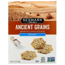 SESMARK: Ancient Grains Sea Salt Brown Rice Snack Crackers, 3.5 oz