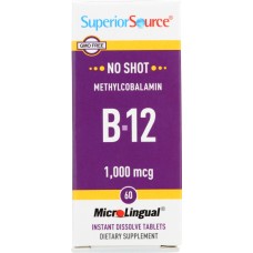 SUPERIOR SOURCE: No Shot Vitamin, B12 1000 MCG, 60 tb
