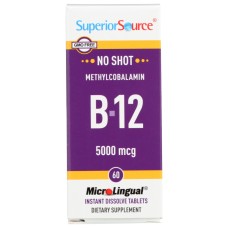 SUPERIOR SOURCE: No Shot Methylcobalamin B-12 5000mcg, 60 tb