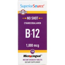SUPERIOR SOURCE: No Shot Cyanocobalamin B-12 1,000 mcg, 100 tb